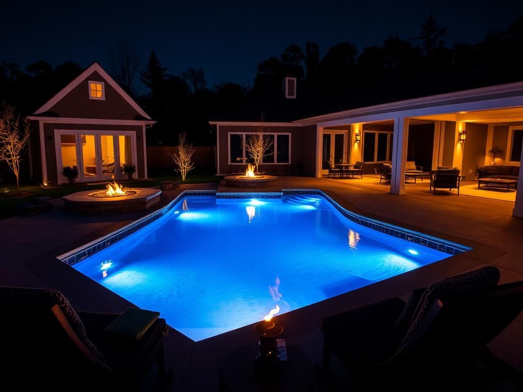 Modern Pool with Fire Feature — pool project by Oasis Pools in the NC Triad